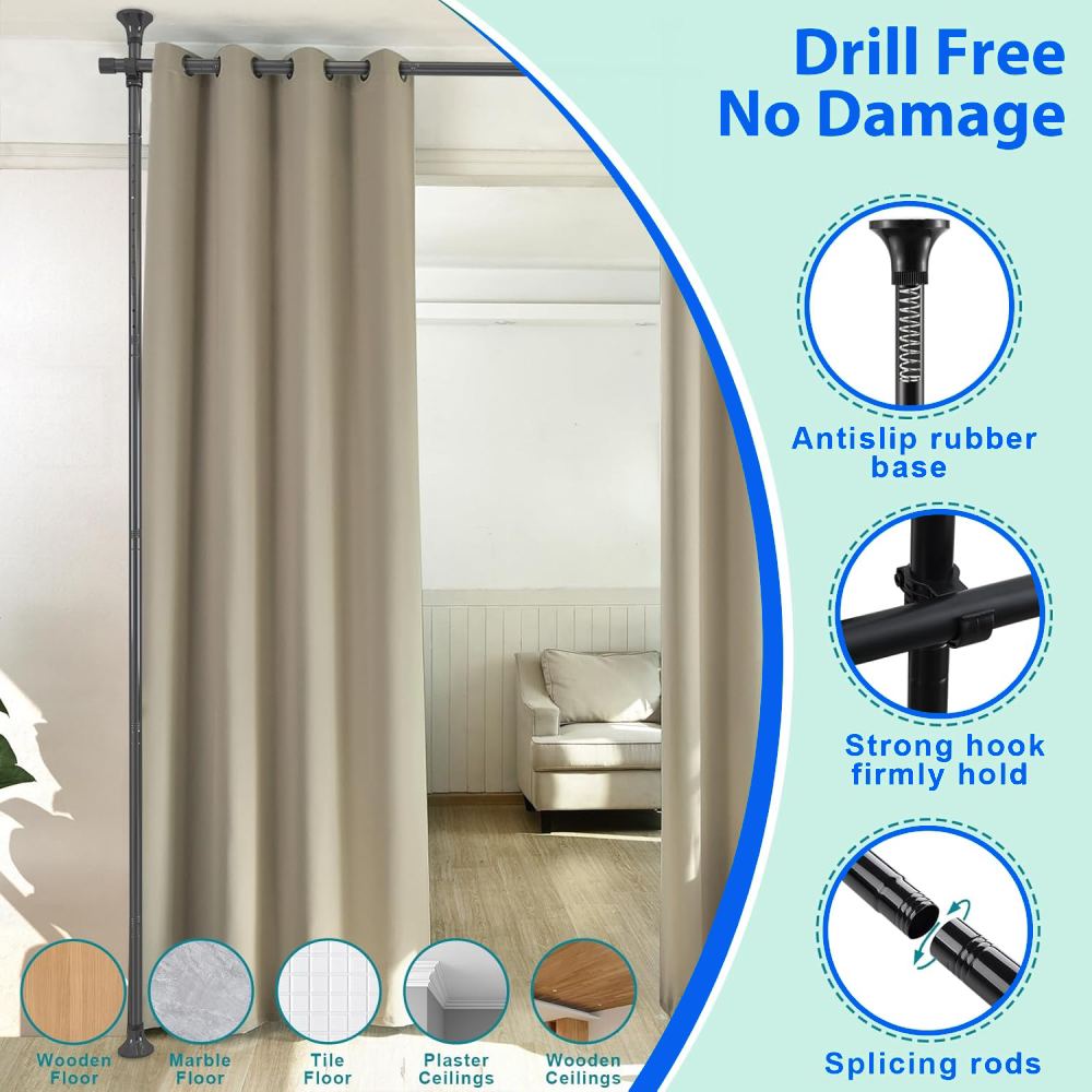 Room Divider Curtain Rod - Black